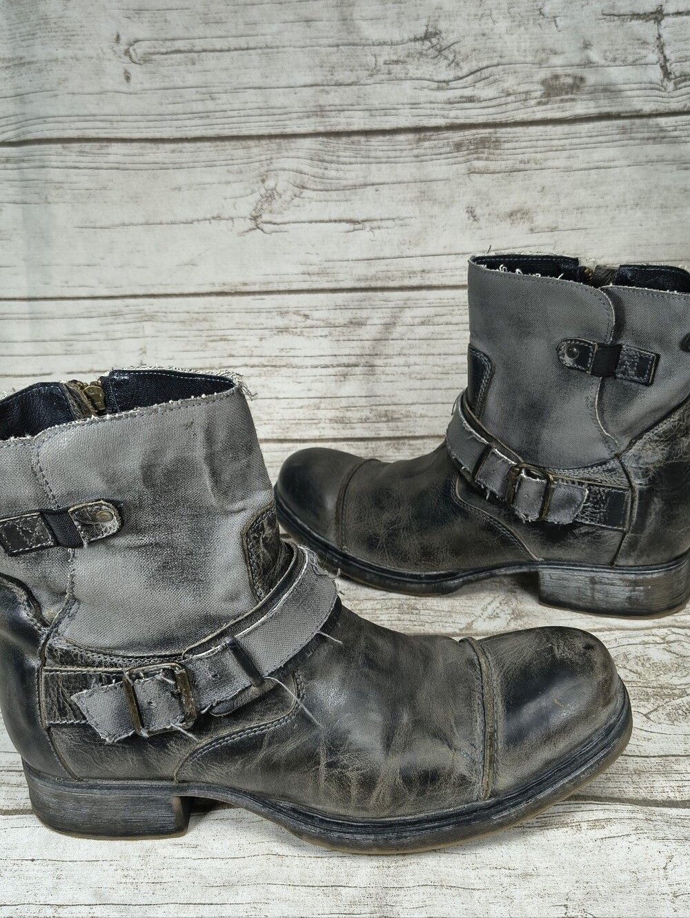 Bedstu Wesley Distressed Leather Moto Boots Men Size 10